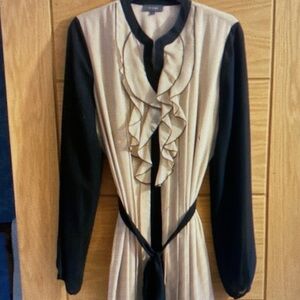 Elegant Black and Cream Ruffle Dress